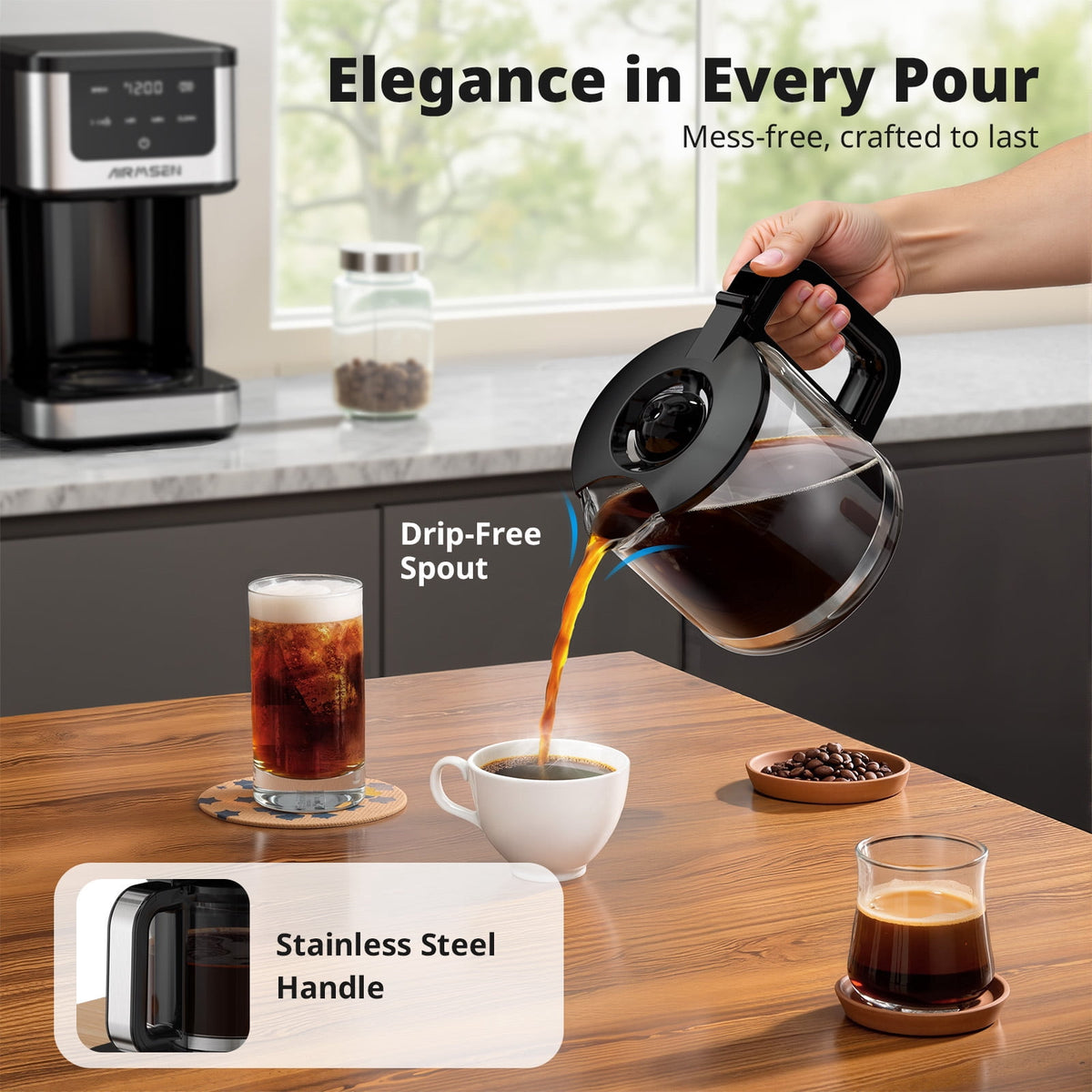 Garly Kitchen 14-Cup Coffee Maker with Adjustable Brew Sizes