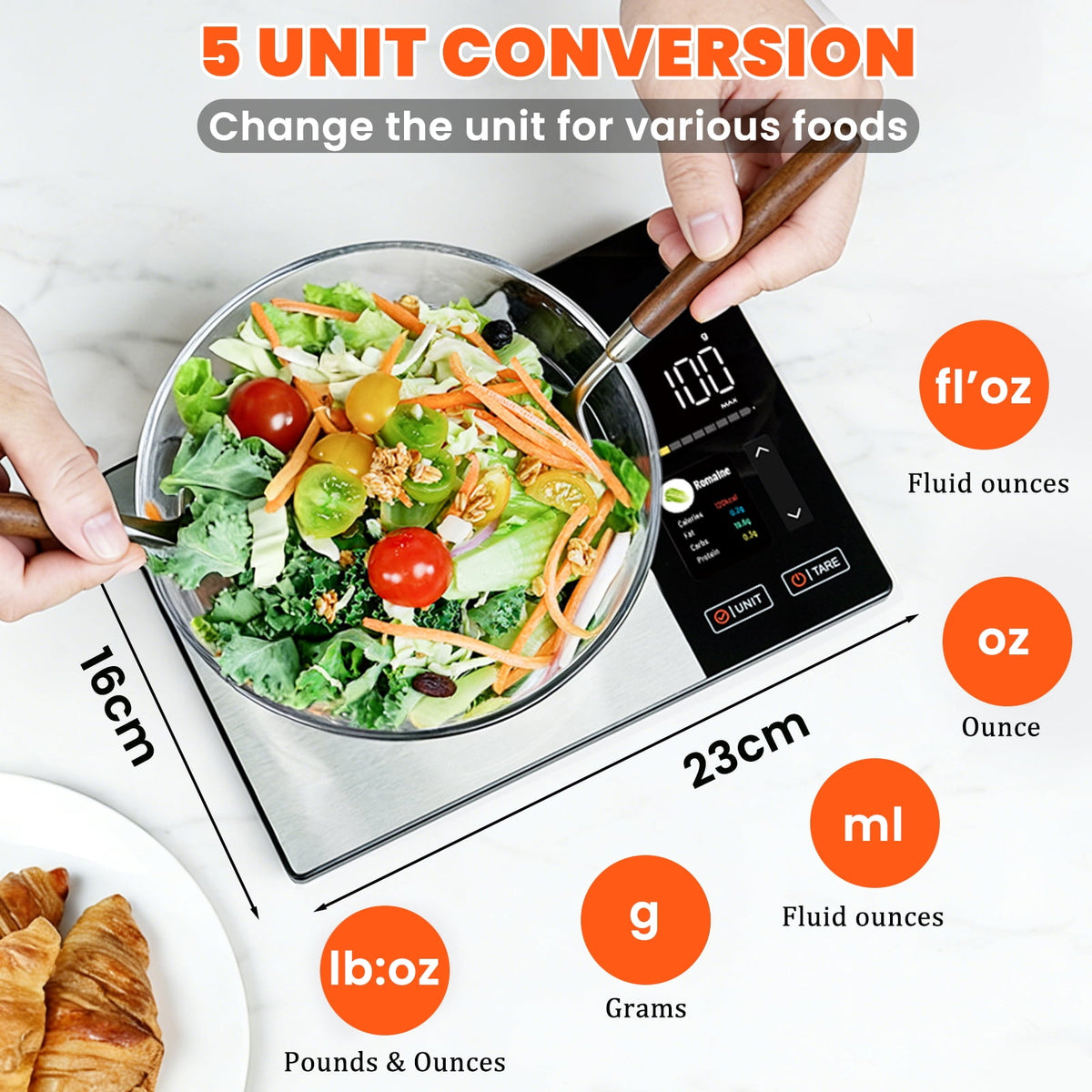 Garly Kitchen Smart Kitchen Scale, Digital Food Scale, Large TFT Color Display