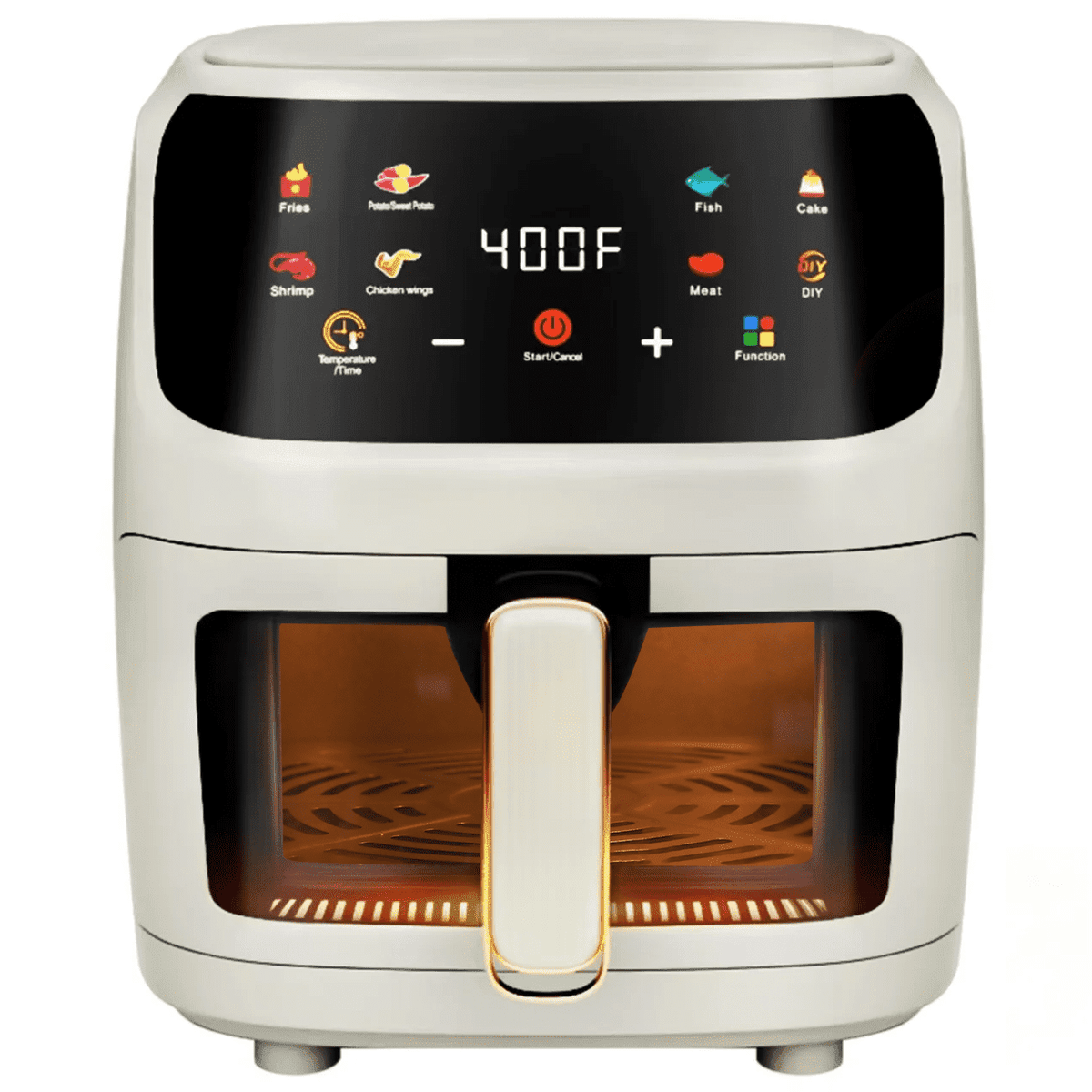 Garly Kitchen Air Fryer Large 7.5-Qt, 8-in-1 Digital Touchscreen, View Window, 1700W, Cream White
