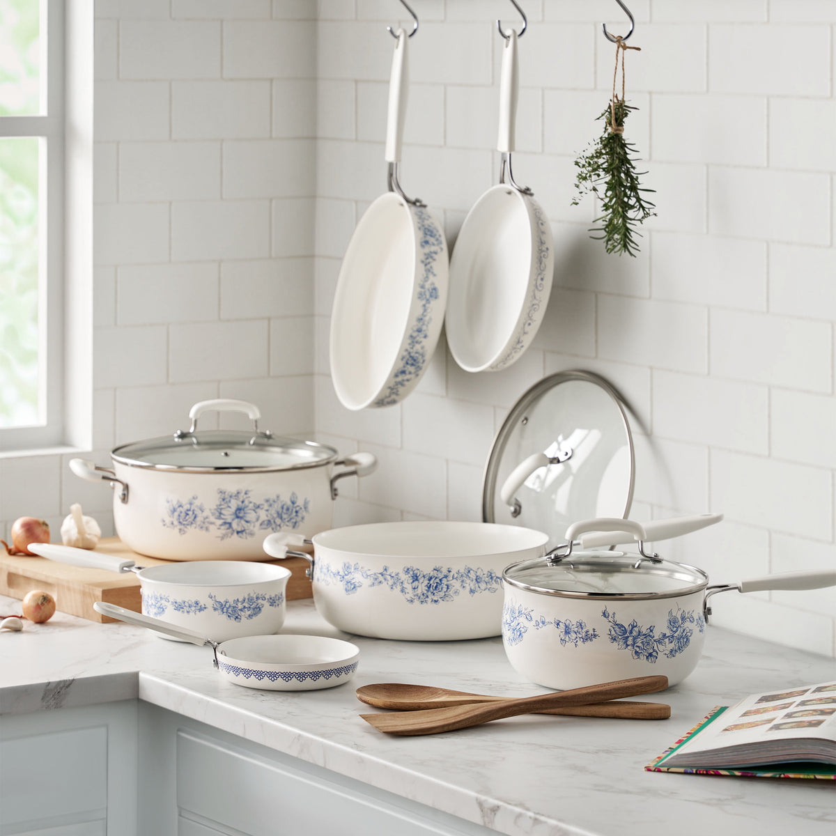 Garly Kitchen 12-Piece Classic Aluminum Cookware Set, Ceramic Nonstick