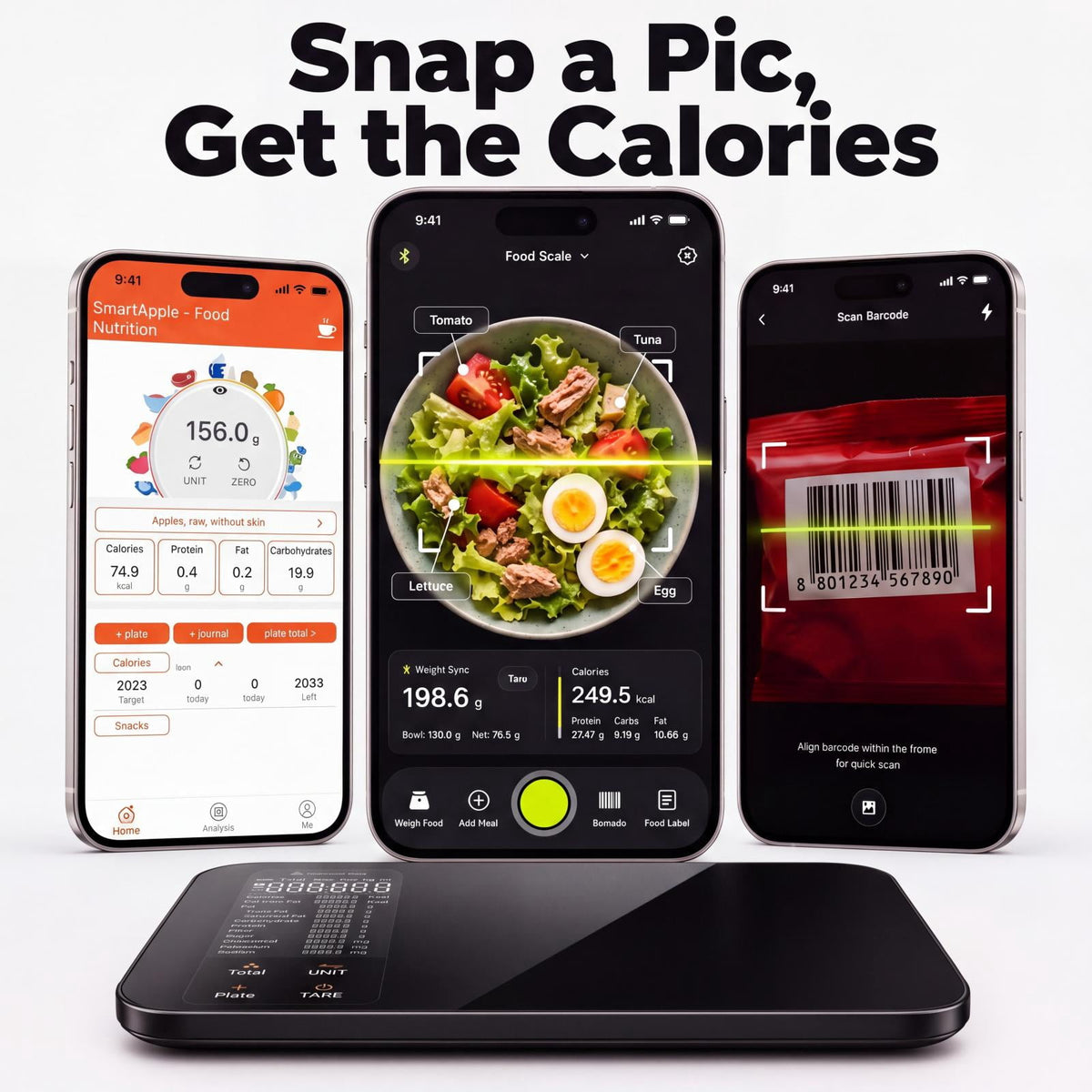 Garly Kitchen Smart Food Scale with Nutritional Calculator, Tracks Calories, Fat, Carbs & Protein