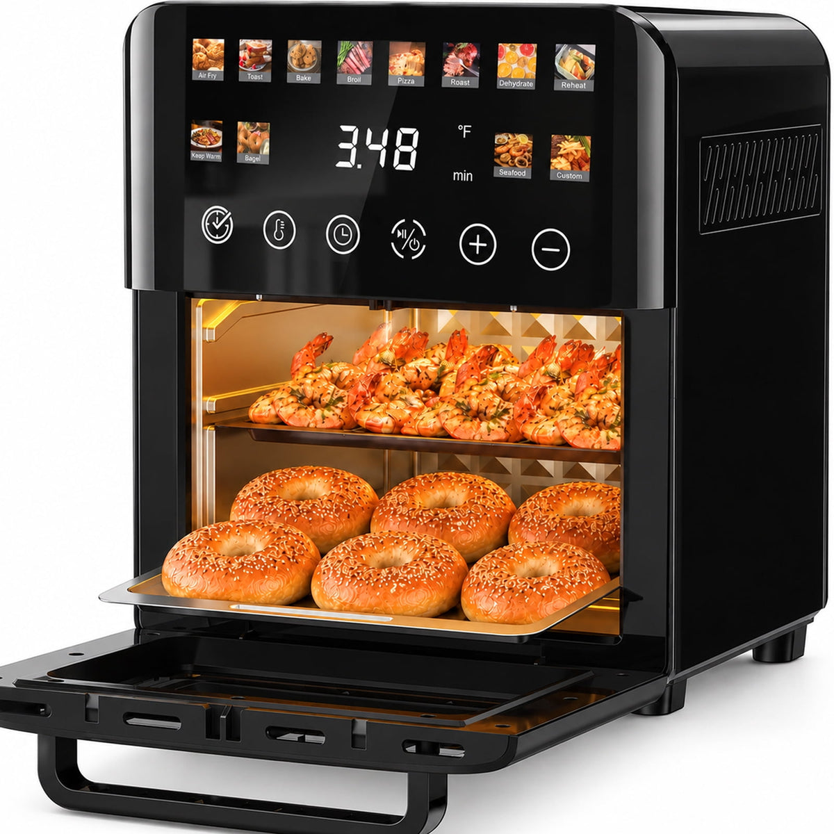 Garly Kitchen 12-Qt Air Fryer Toaster Oven, 24H Delay Start Timer, 12 Preset Menus