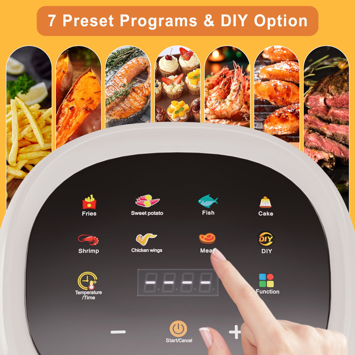 Garly Kitchen 5-Qt Air Fryer with 360° Viewing Glass Pot, 8-in-1 Digital Touchscreen