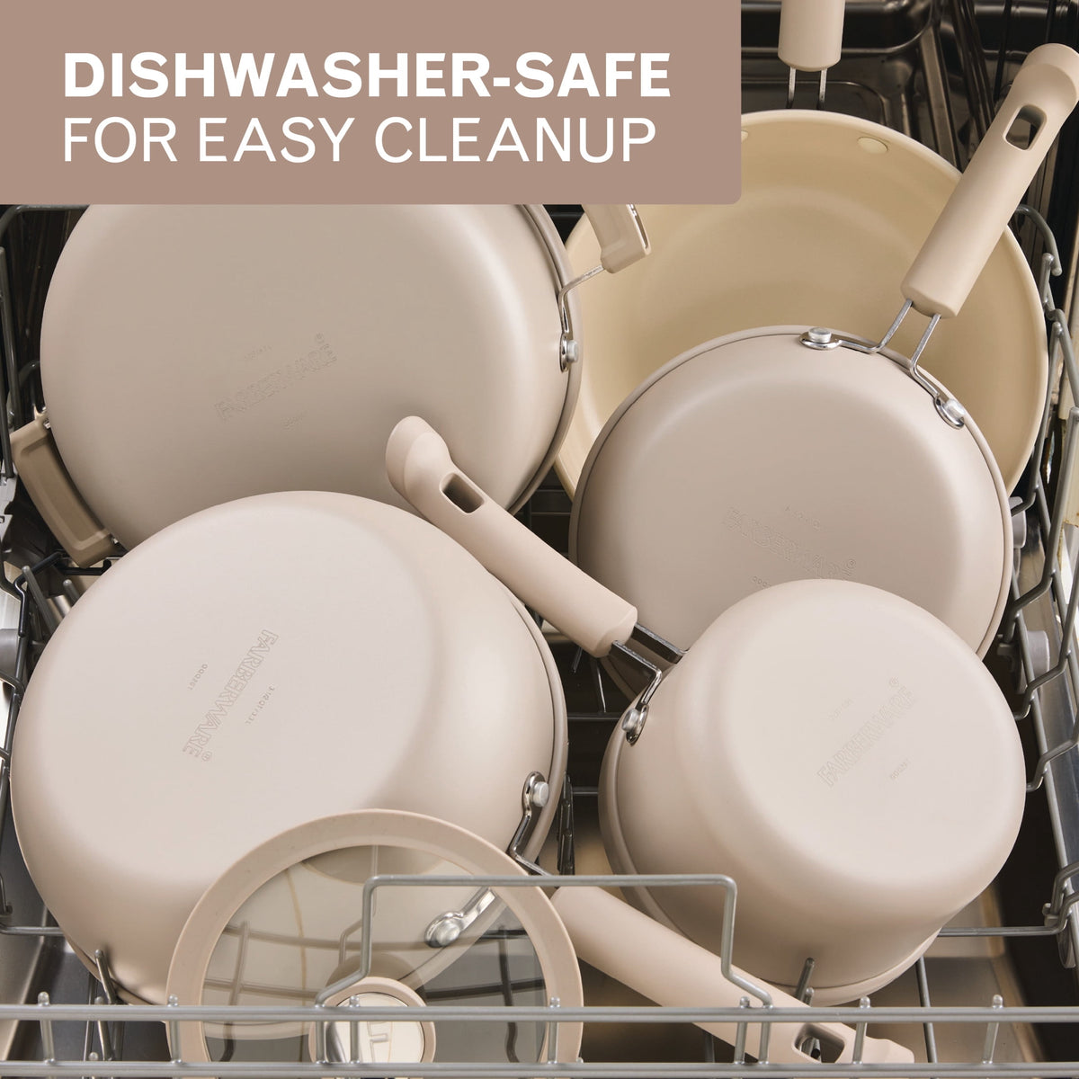 Garly Kitchen TrueCook 12-Piece Ceramic Cookware Set, Dishwasher Safe, Oven Safe to 350°F, Taupe