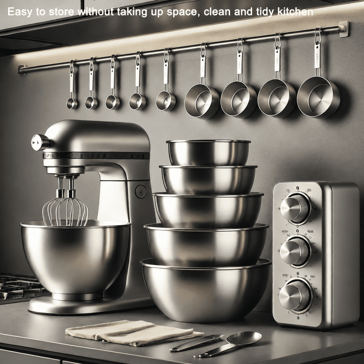 Garly Kitchen 7-Speed Electric Hand Mixer, 5 Large Mixing Bowls Set