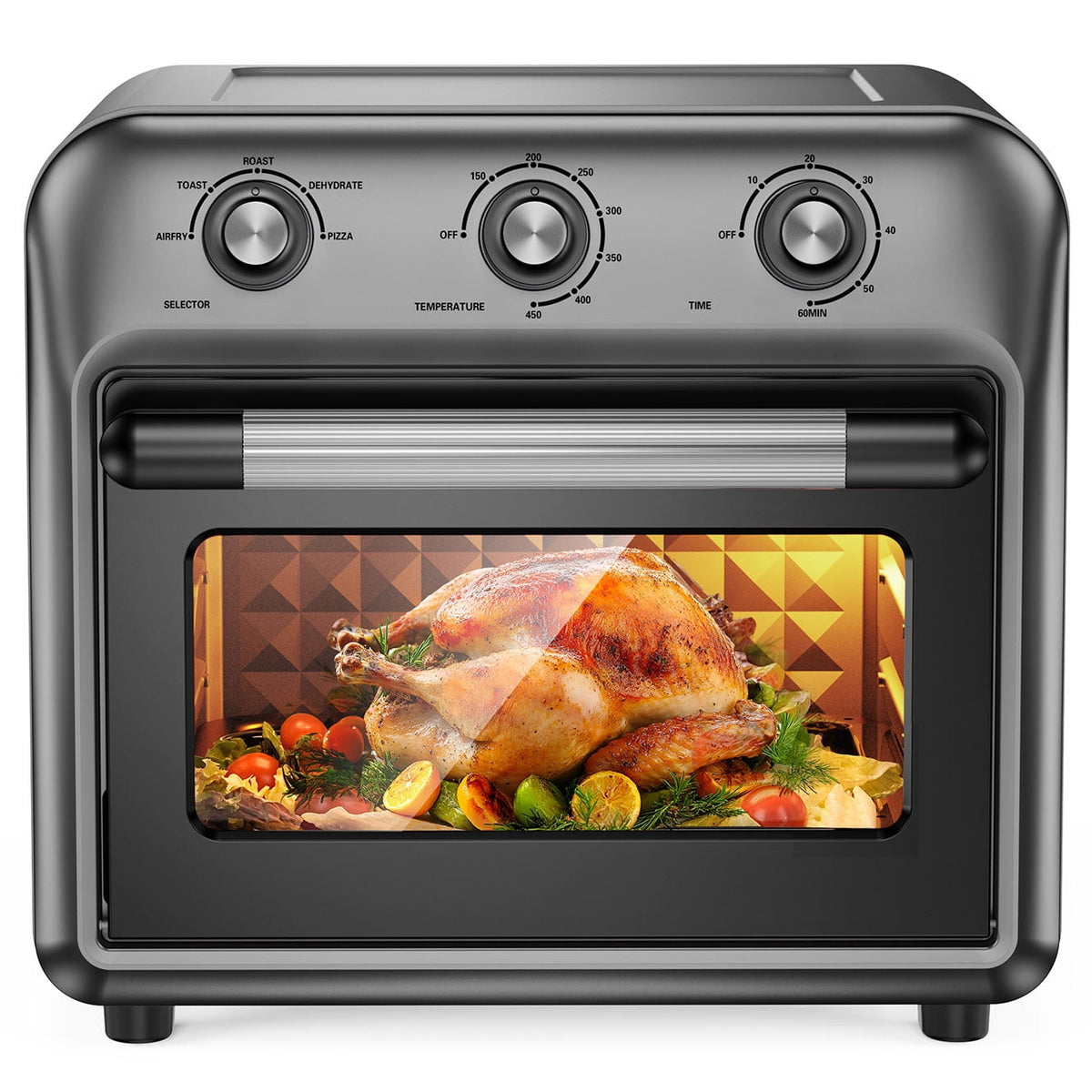 Garly Kitchen 21-Qt Air Fryer Toaster Oven with Convection, 5-in-1 Countertop Cooker, View Window