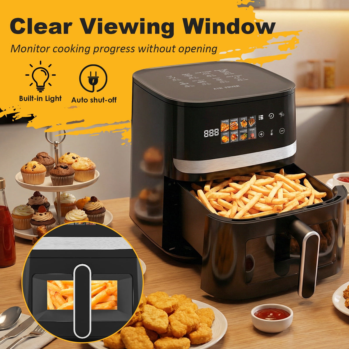 Garly Kitchen 8-Qt Air Fryer, 8-in-1 Presets Electric Hot Oven with Digital LED Touchscreen