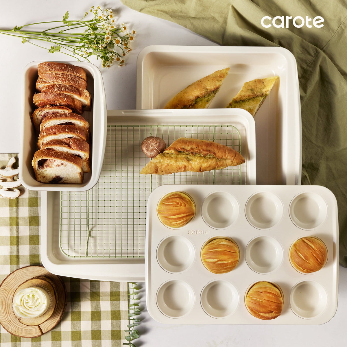 Garly Kitchen 39-Pieces Ceramic Cookware Set, Nonstick Pots and Pans with Floral Detachable Handles