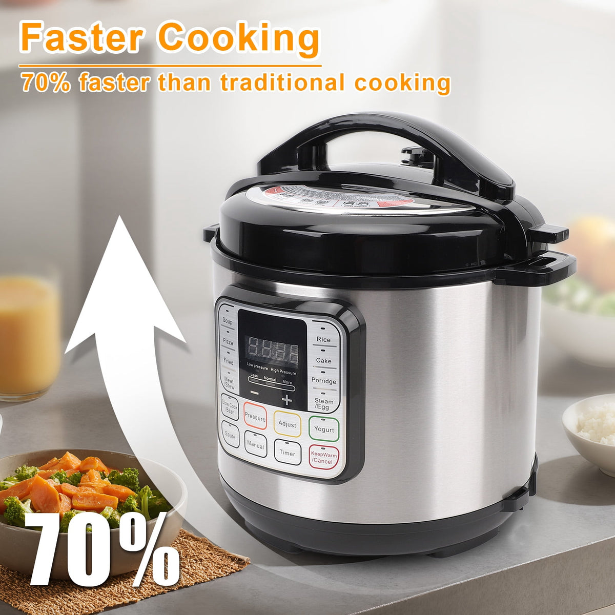 Garly Kitchen 8.5-Qt Electric Pressure Cooker, 16-in-1 Multi-Functional Slow Cooker, Rice Cooker