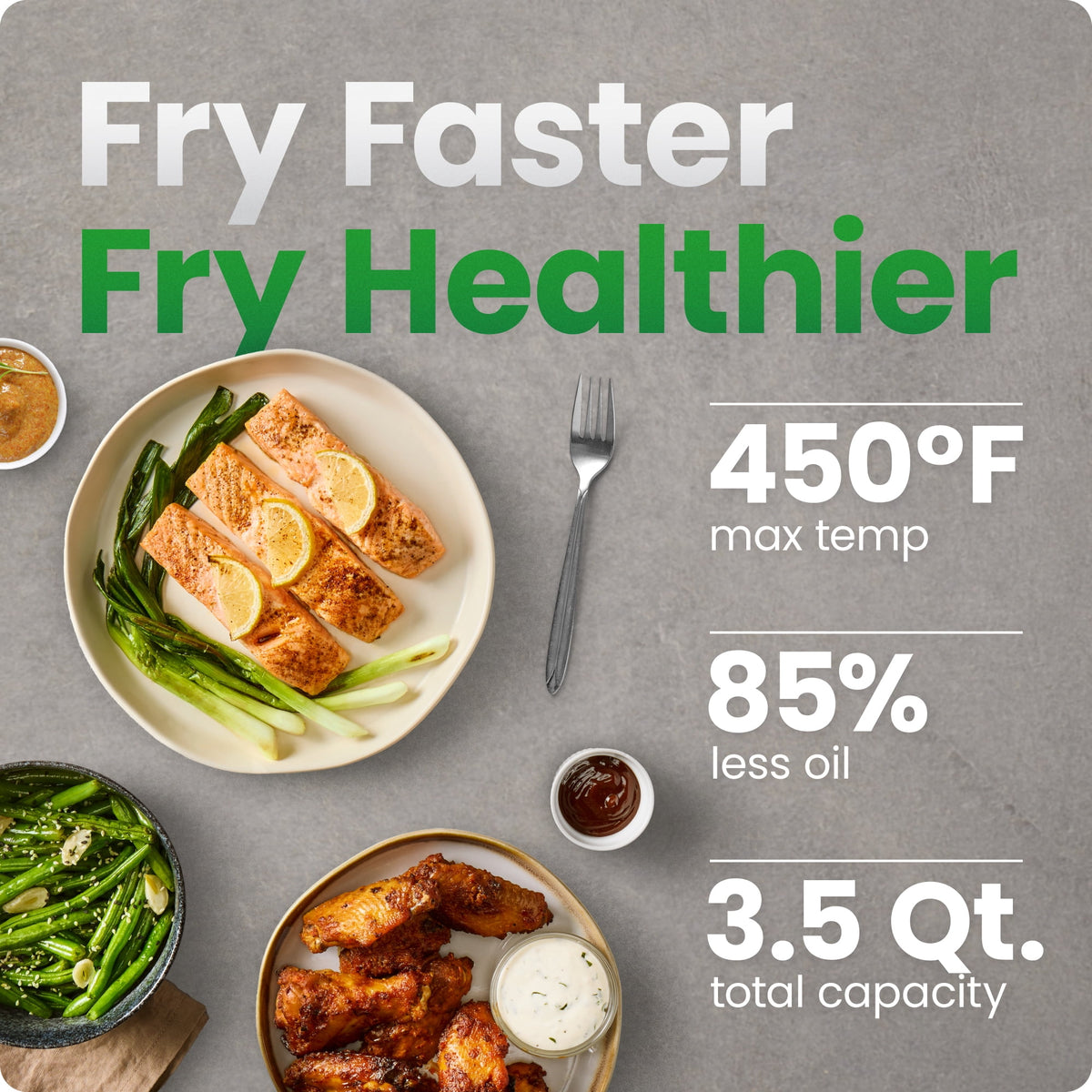 Garly Kitchen TurboFry 3-in-1 Air Fryer, 450°F Max Temp with 3.5-Qt Nonstick Basket