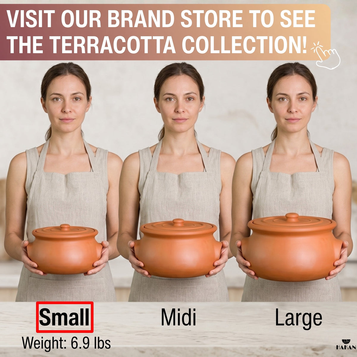Garly Kitchen Handmade 2.6-Qt Small Clay Cooking Pot with Lid, Unglazed Natural Cookware, 2.5L