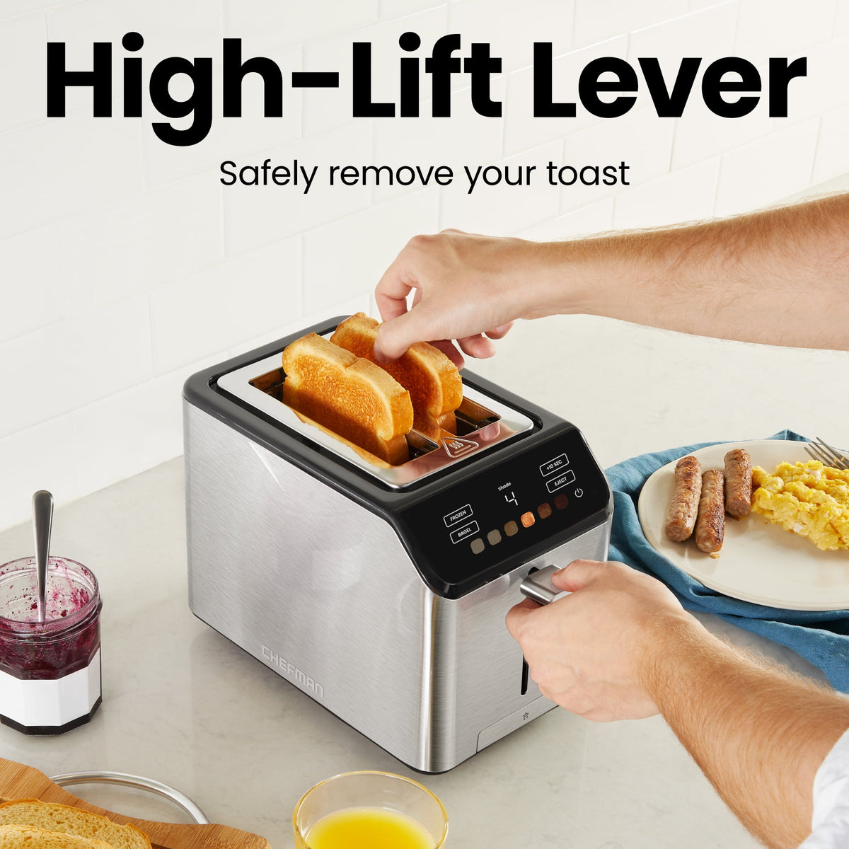 Garly Kitchen Smart Touch 2 Slice Digital Toaster with 6 Touchscreen Shade Settings