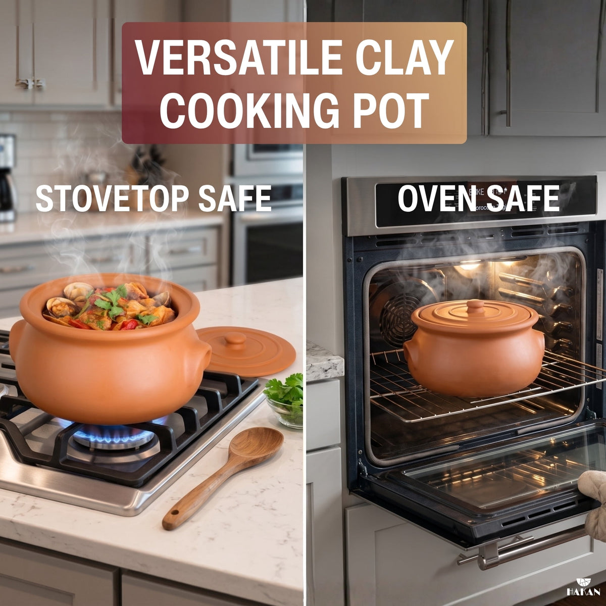 Garly Kitchen Handmade 2.6-Qt Small Clay Cooking Pot with Lid, Unglazed Natural Cookware, 2.5L