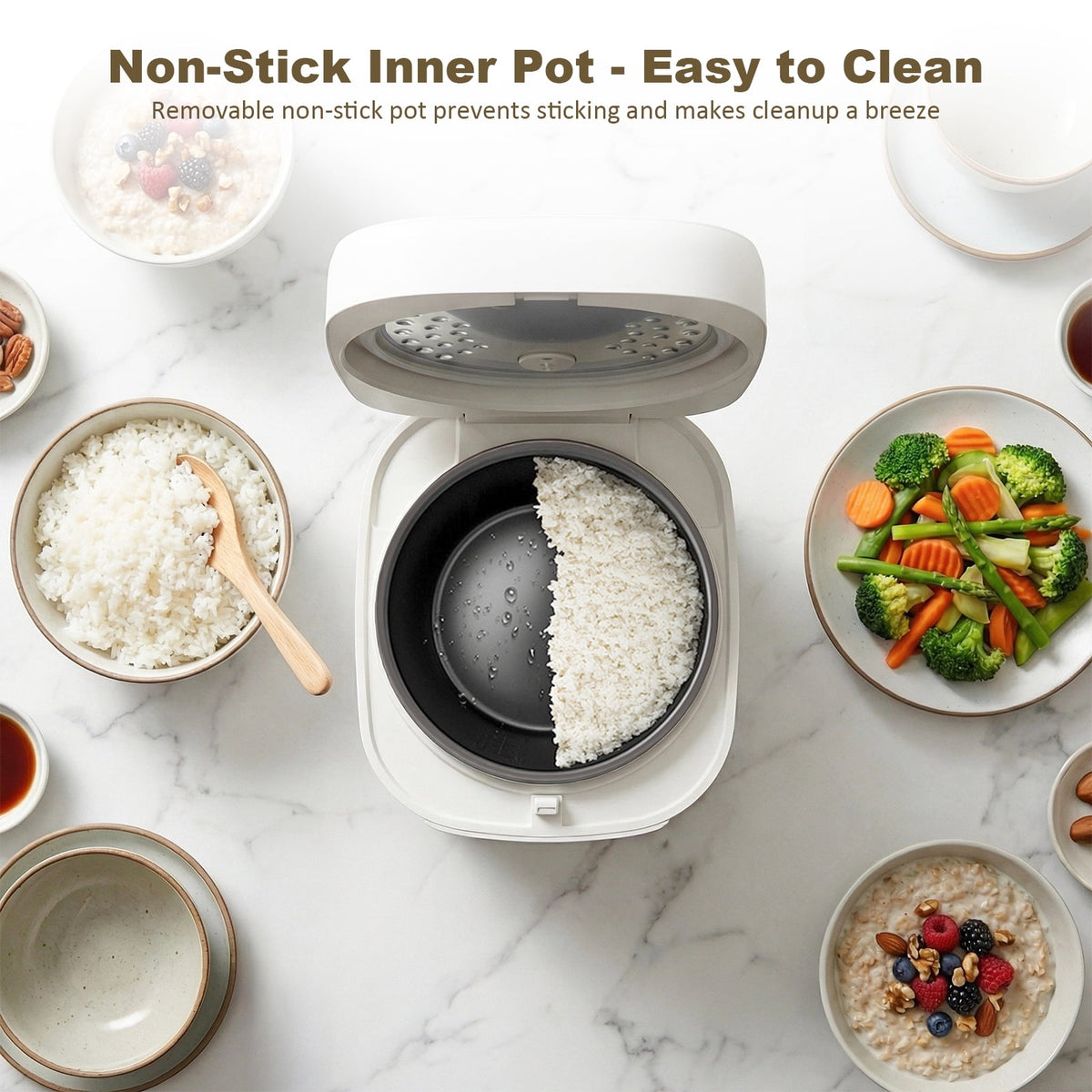 Garly Kitchen Digital Rice Cooker, 8-Cup 5.3-Qt Rice Maker, 8-in-1 Smart Multi-Cooker