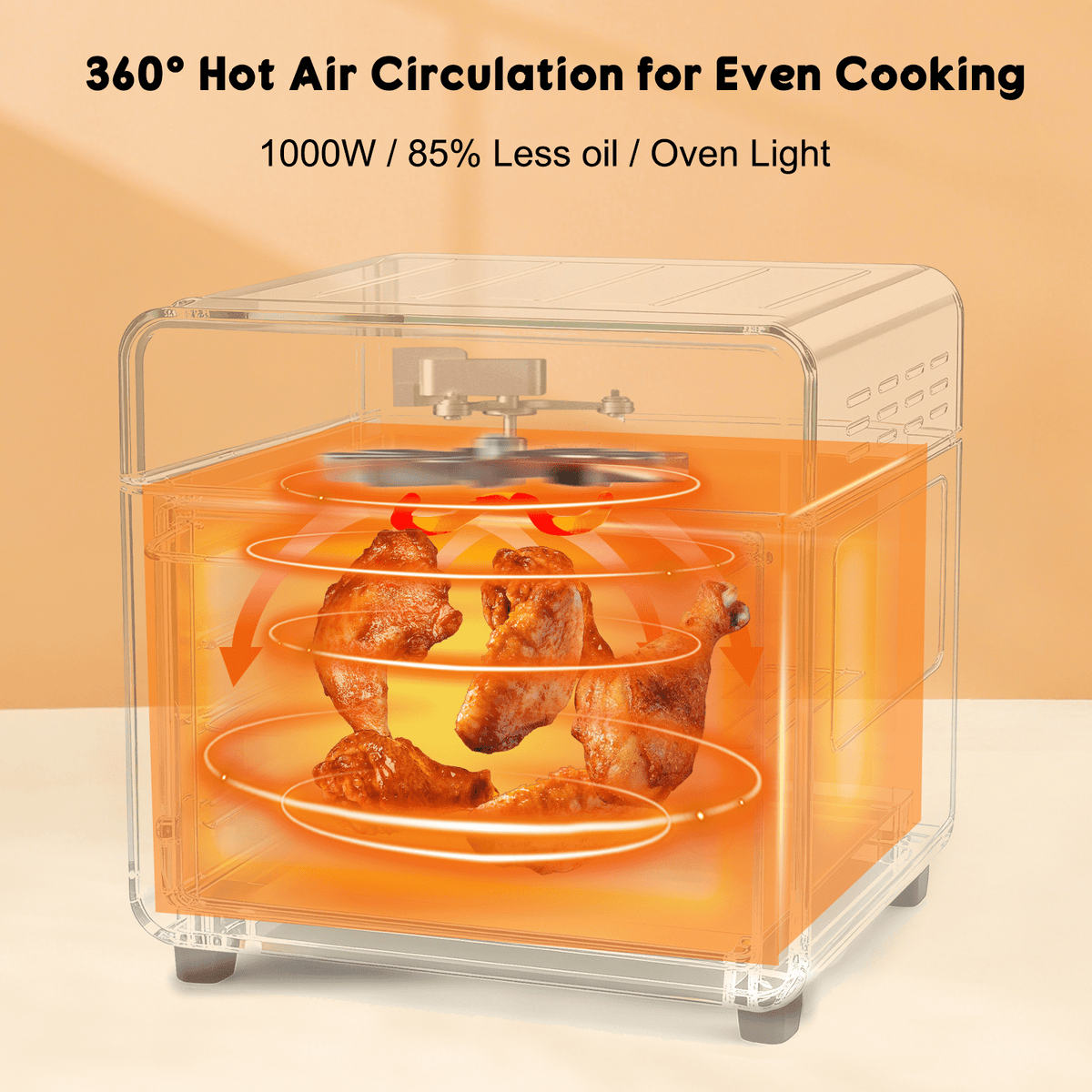 Garly Kitchen 10.6-Qt Air Fryer Toaster Oven, 1000W Air Fryer Oven Combo, 3-Layer Cooking