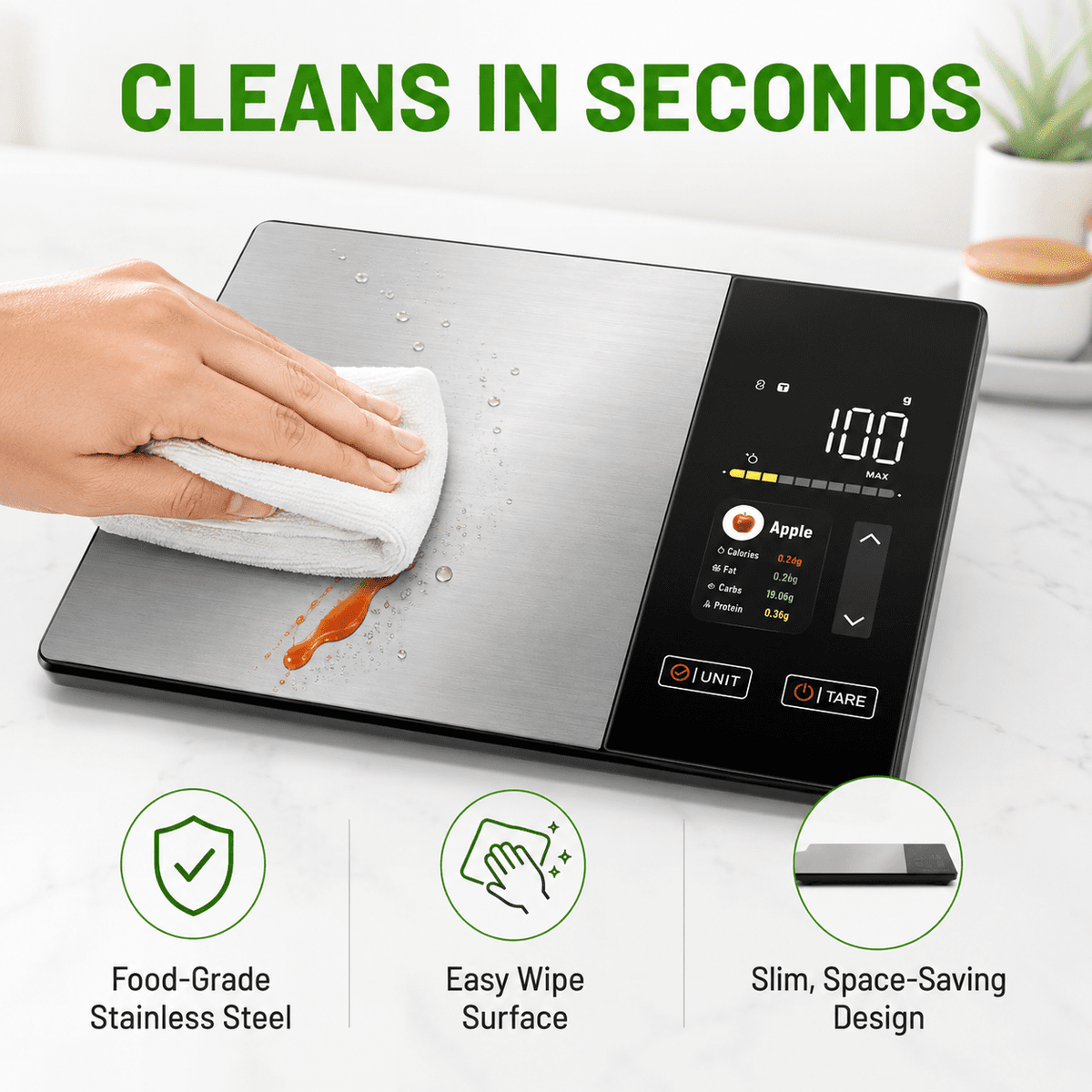 Garly Kitchen 11lb Smart Kitchen Scale - Nutritional Calculator, 23 Nutrients Tracking App
