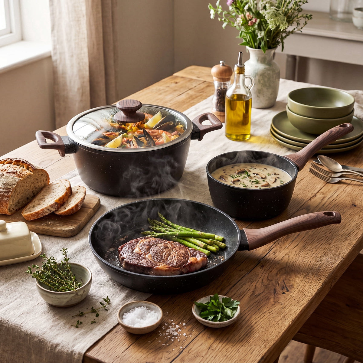 Garly Kitchen Kikcoin 34-Piece Pots and Pans Set, Dishwasher-Safe Non Stick Pots and Pans