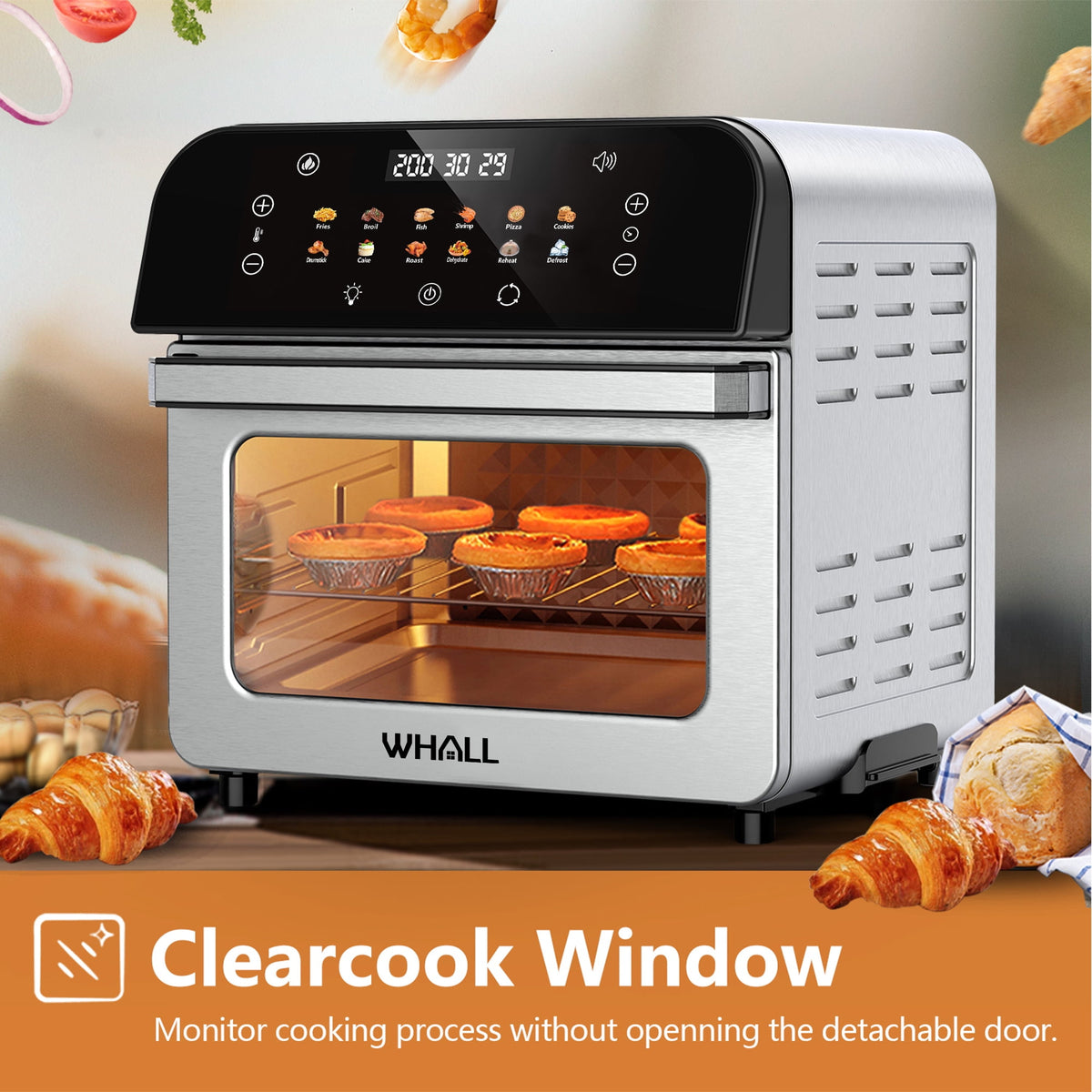 Garly Kitchen 12-Qt Touchscreen Air Fryer Toaster Oven, 12 Pre-set Menus, Clear Window, Less Oil
