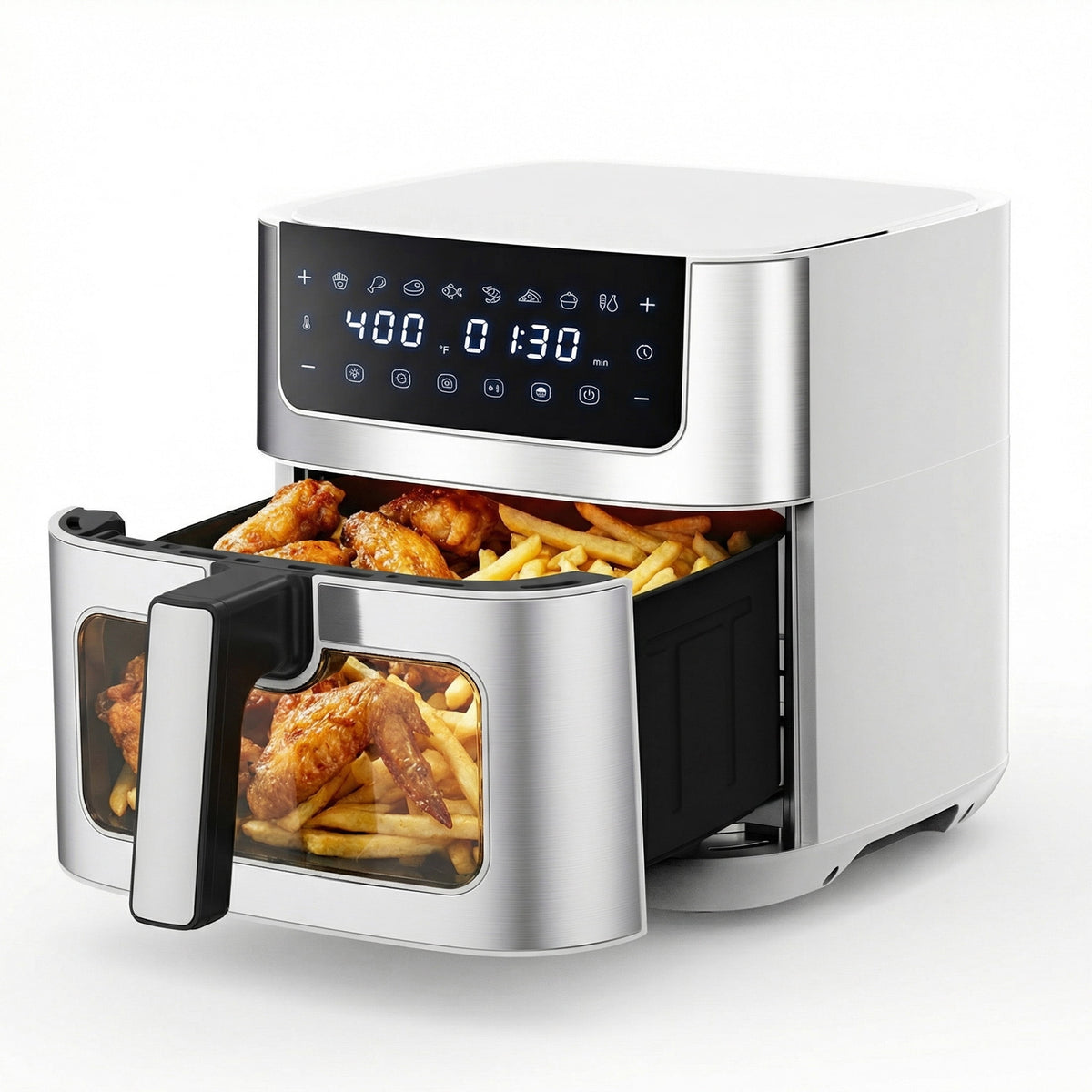 Garly Kitchen EDX 6-Qt Stainless Steel Air Fryer with Digital Touchscreen, 1500W, 8 Presets