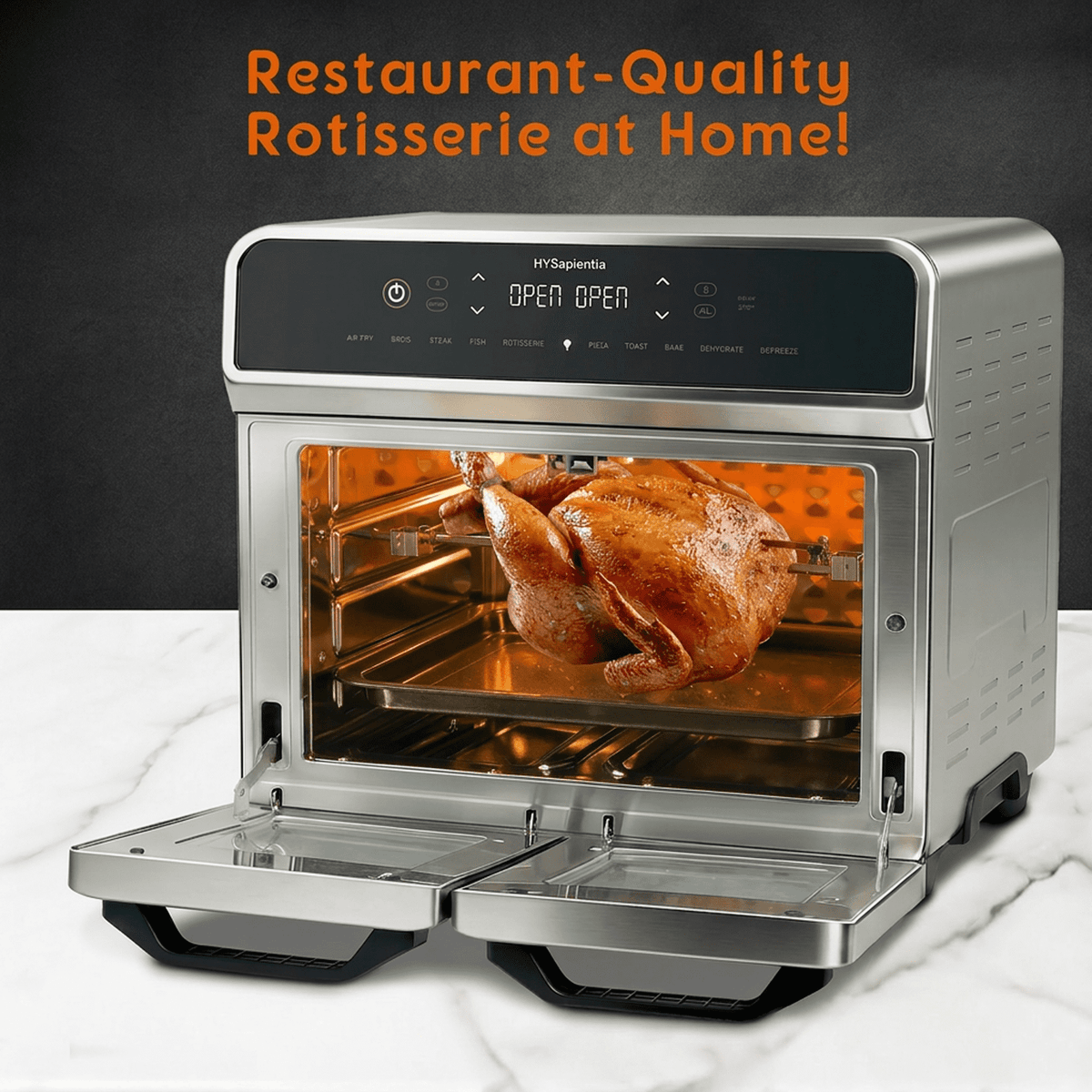Garly Kitchen 24-Qt Dual Zone Air Fryer Oven With Rotisserie