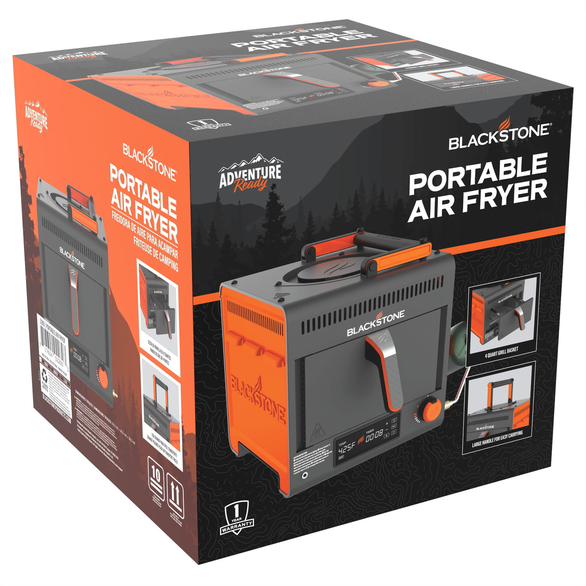 Garly Kitchen Adventure Ready Portable Propane Air Fryer, 4-Qt, Gray & Orange, 18W, 3ft Cord
