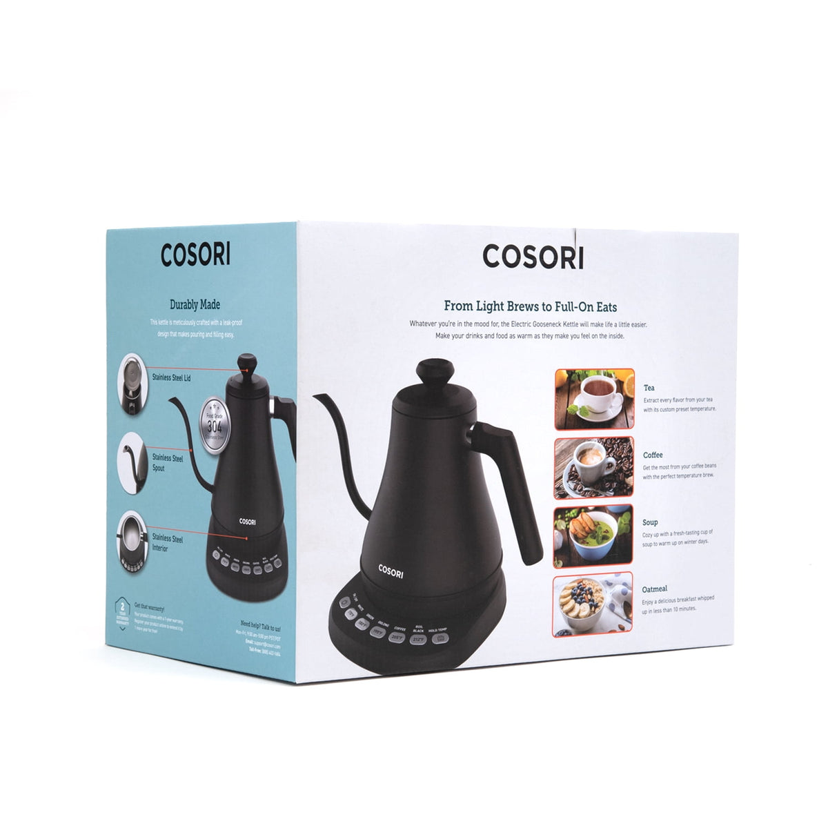 Garly Kitchen Smart Gooseneck Kettle Electric with Temperature Control, Stainless Steel, 0.8L