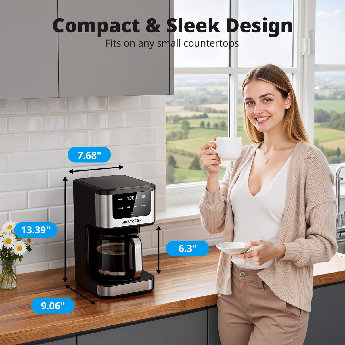 Garly Kitchen 14-Cup Coffee Maker with Adjustable Brew Sizes