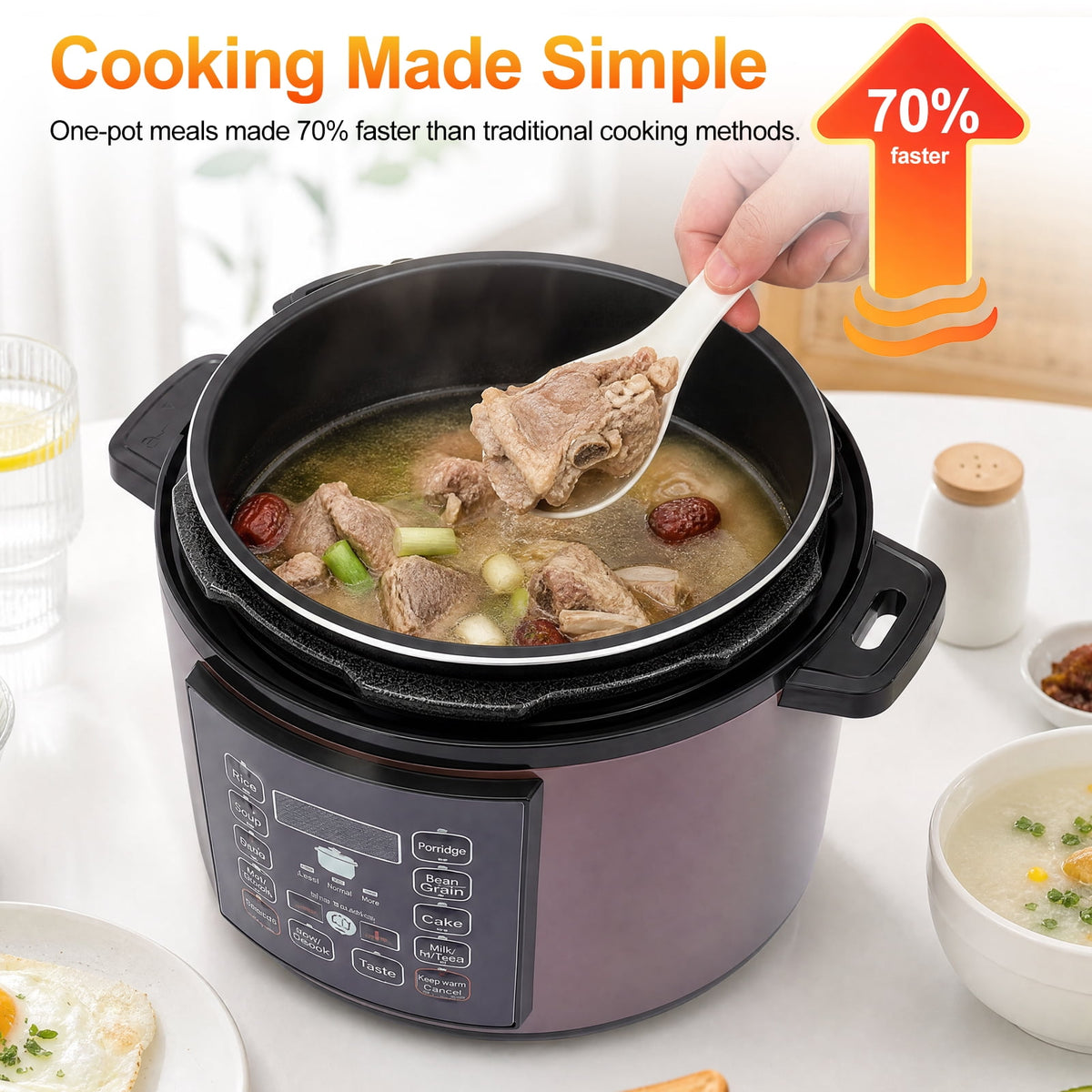 Garly Kitchen 6.5-Qt Electric Pressure Cooker, 12-in-1 Multi-Functional Slow Cooker, Rice Cooker