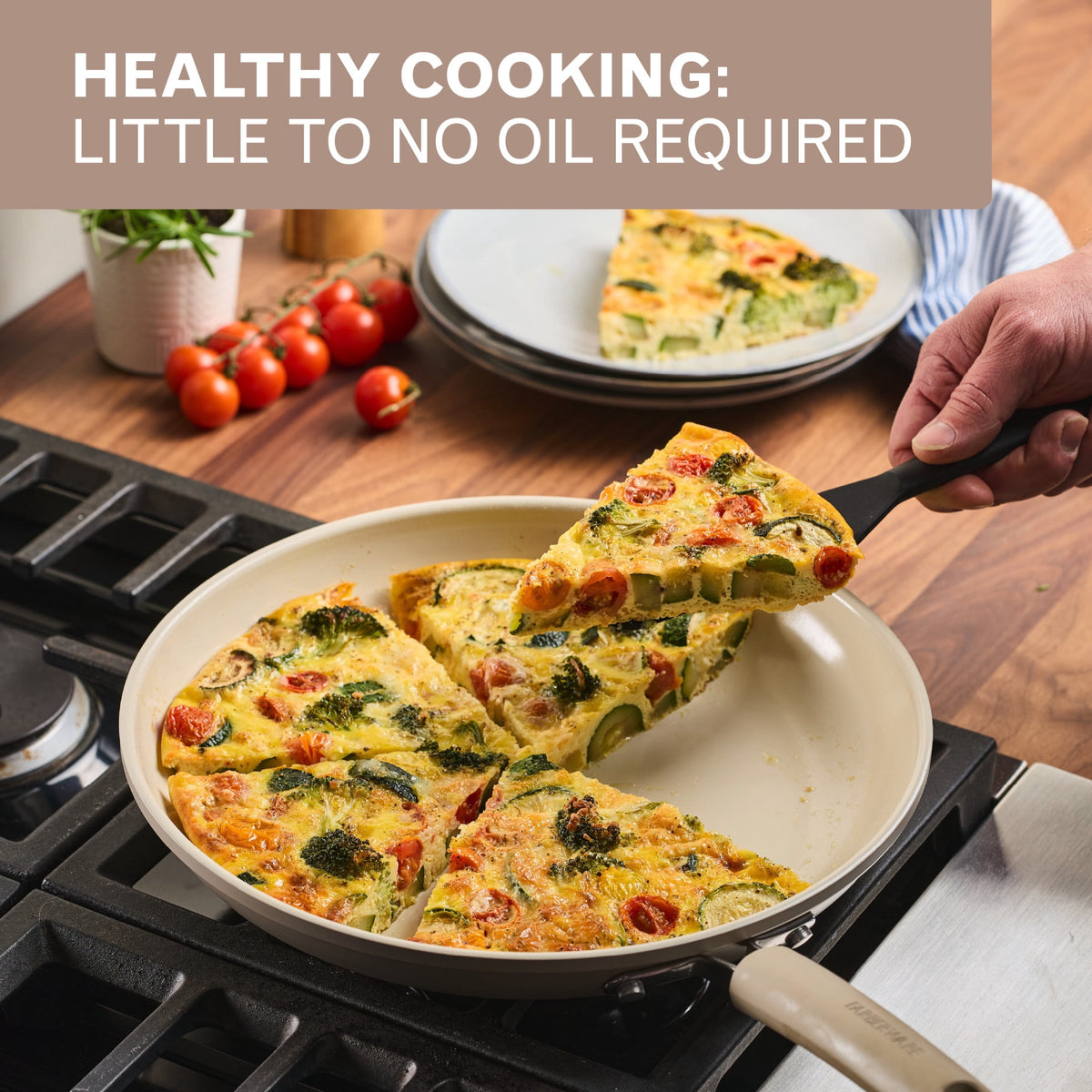 Garly Kitchen TrueCook 12-Piece Ceramic Cookware Set, Dishwasher Safe, Oven Safe to 350°F, Taupe