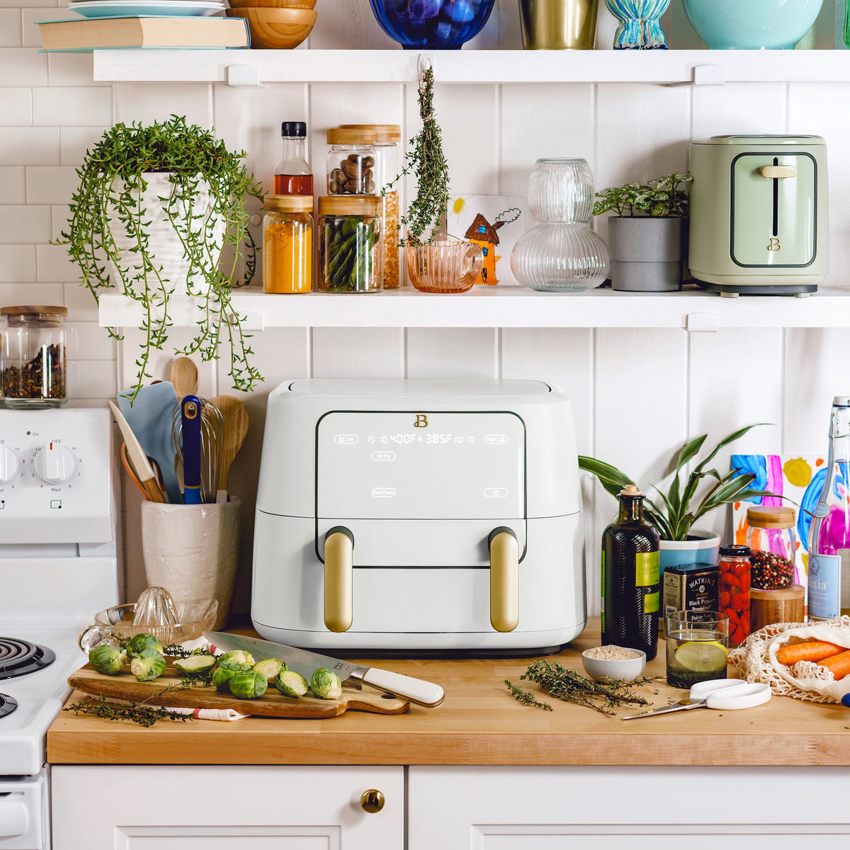 Garly Kitchen 9-Qt TriZone Dual Basket Air Fryer, Ceramic Nonstick Coating