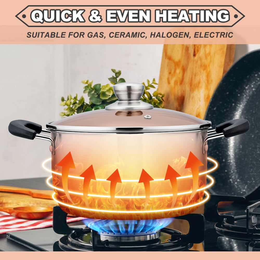 Garly Kitchen 6-Qt Stockpot with Lid, Stainless Steel Pasta Soup Pot Restaurant Hotel