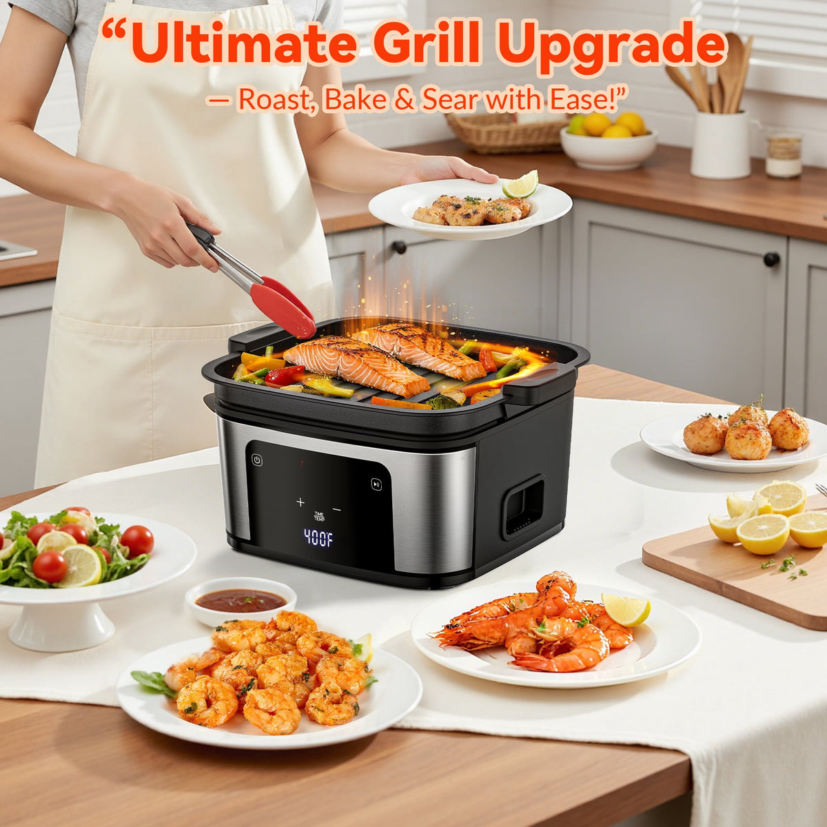 Garly Kitchen 2-in-1 Air Fryer 7.5-Qt Large Capacity Digital Hot Air Oven with Window & Light