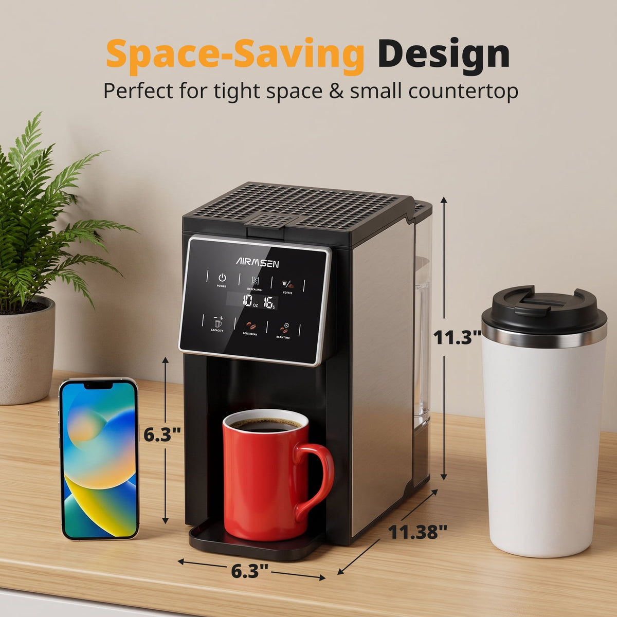 Garly Kitchen 3-in-1 Single Serve Coffee Maker with Grinder