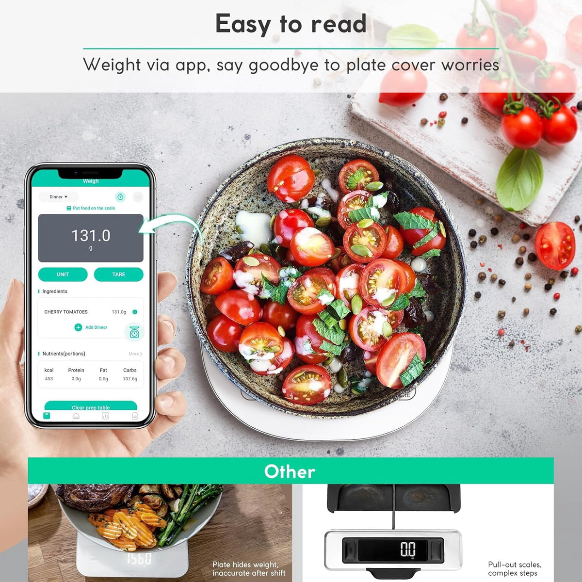 Garly Kitchen Arboleaf Smart Food Scale, 22lb Digital Food Scale with Nutritional Calculator & App
