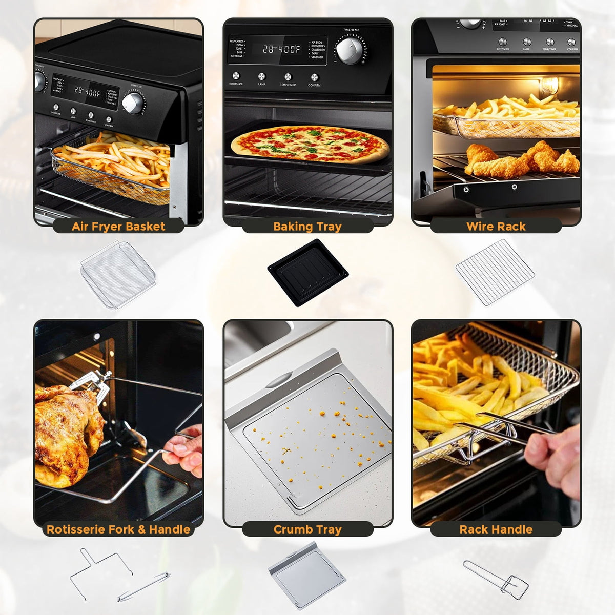 Garly Kitchen Air Fryer Oven, 10-in-1 Convection Oven, 24-Qt Air Fryer Combo