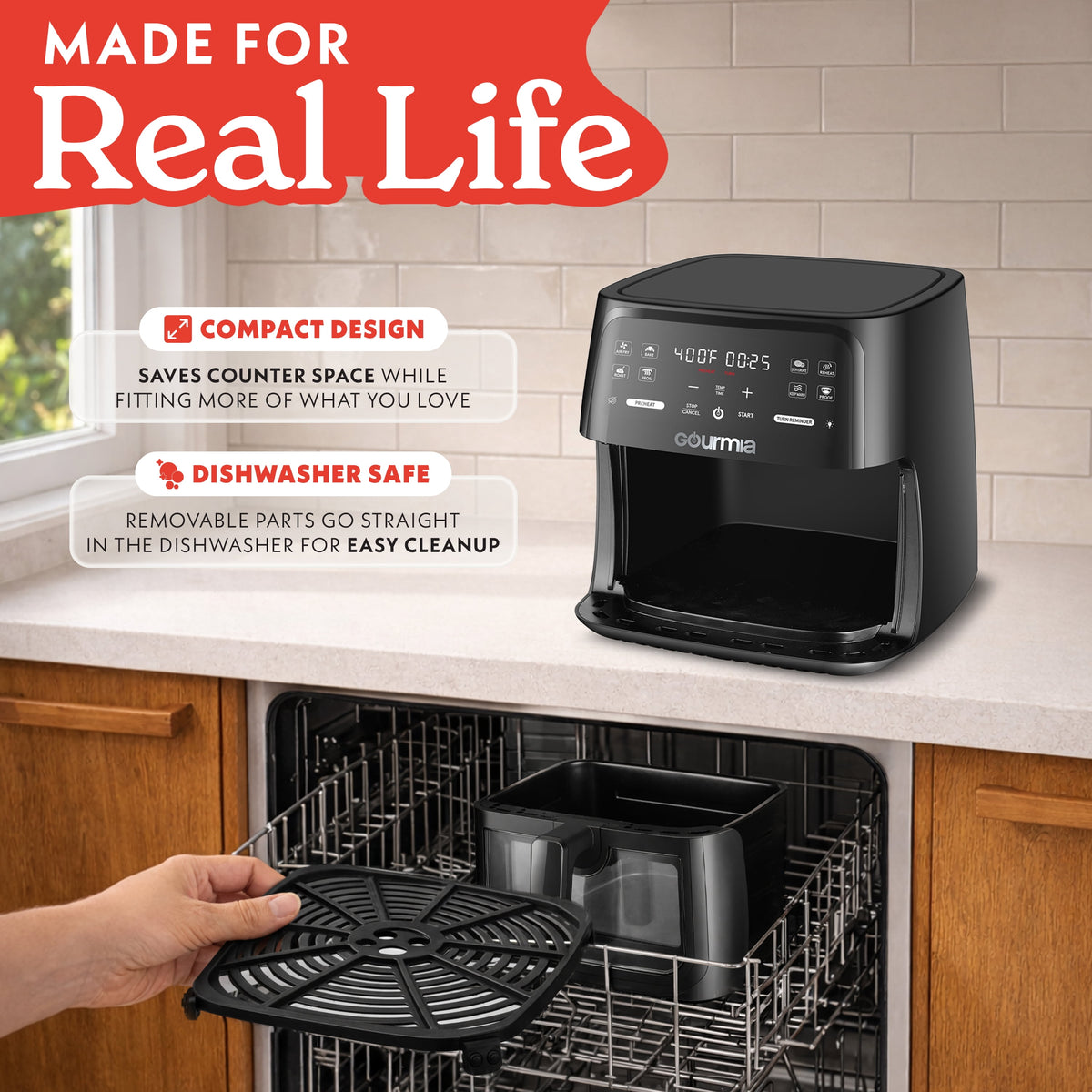 Garly Kitchen 8-Qt Air Fryer, 8 Presets with Digital Display, Easy View Window & Interior Light