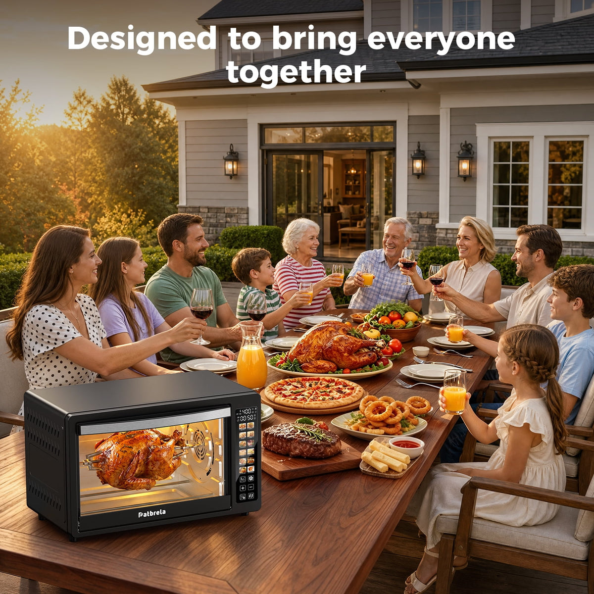 Garly Kitchen 35-Qt Super-Large Digita Toaster Oven Air Fryer, 360° Rotisserie Whole Roast