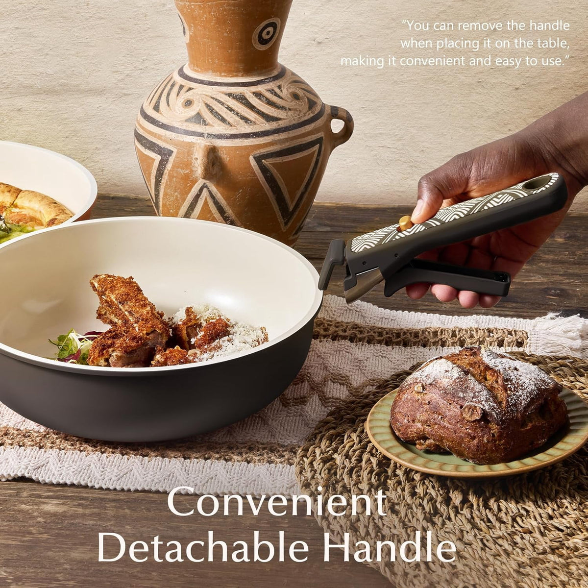 Garly Kitchen 33-Pieces Ceramic Cookware Set, Nonstick Pots and Pans with Detachable Handles