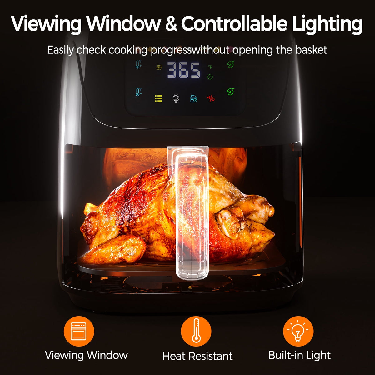 Garly Kitchen 8-Qt Air Fryer with 8 Food Preset, LED Digital Touch Screen, Roast, Reheat, Dehydrate