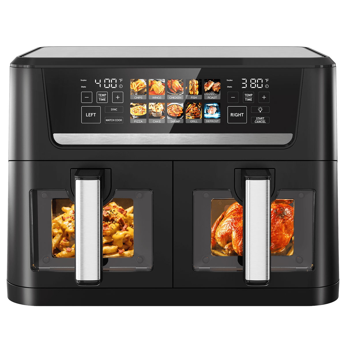 Garly Kitchen 13-Qt Dual Basket Air Fryer Oven, 1700W with Sync and Match Cook