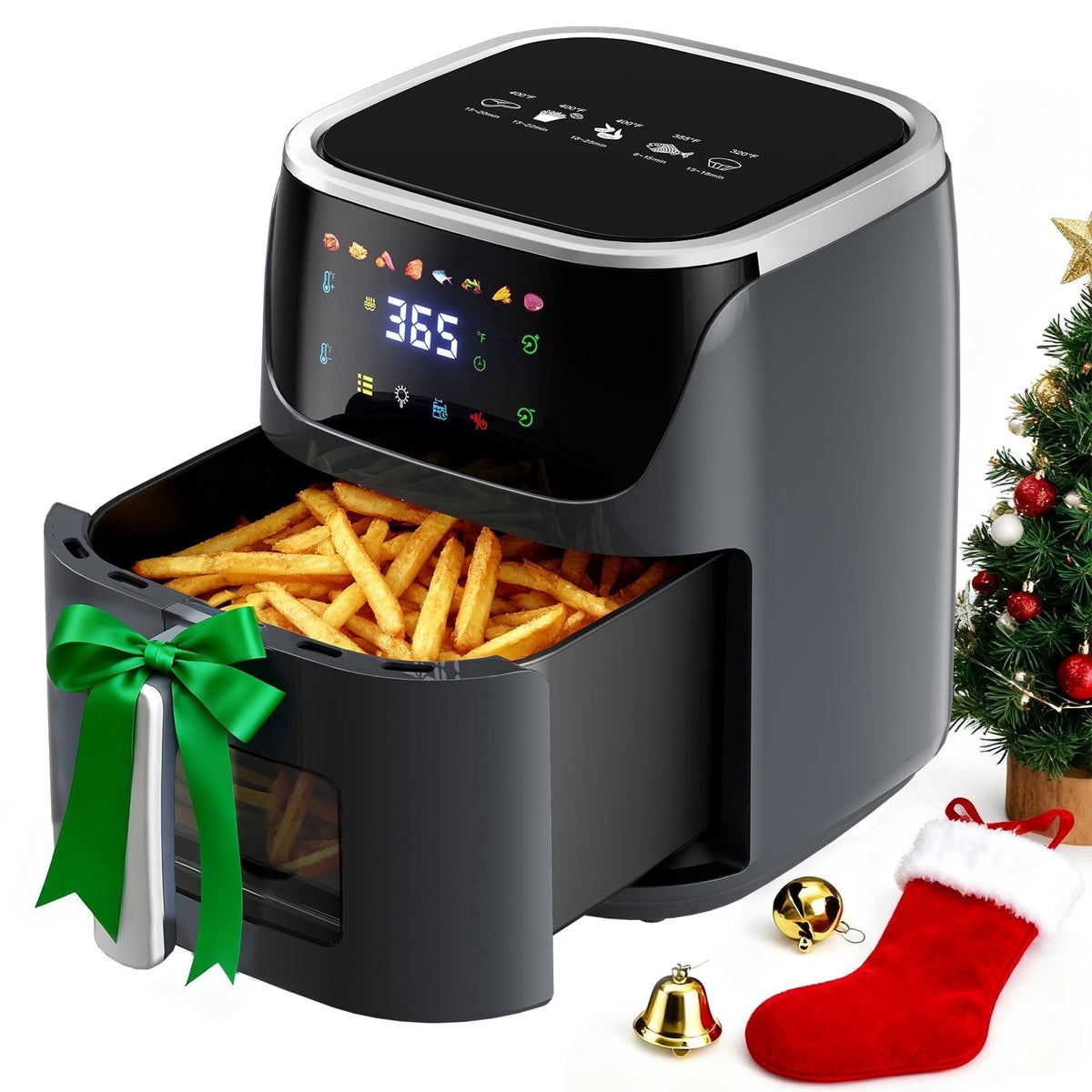 Garly Kitchen 8-Qt Air Fryer with 8 Food Preset, LED Digital Touch Screen, Roast, Reheat, Dehydrate