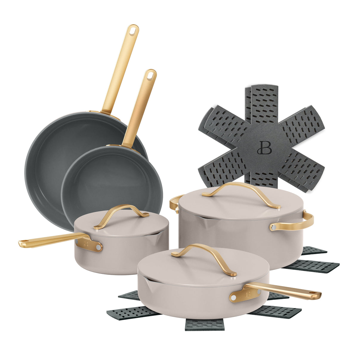Garly Kitchen 12-Piece Cookware Set, Pots and Pans with Strainer Lids and Ceramic Nonstick Coating