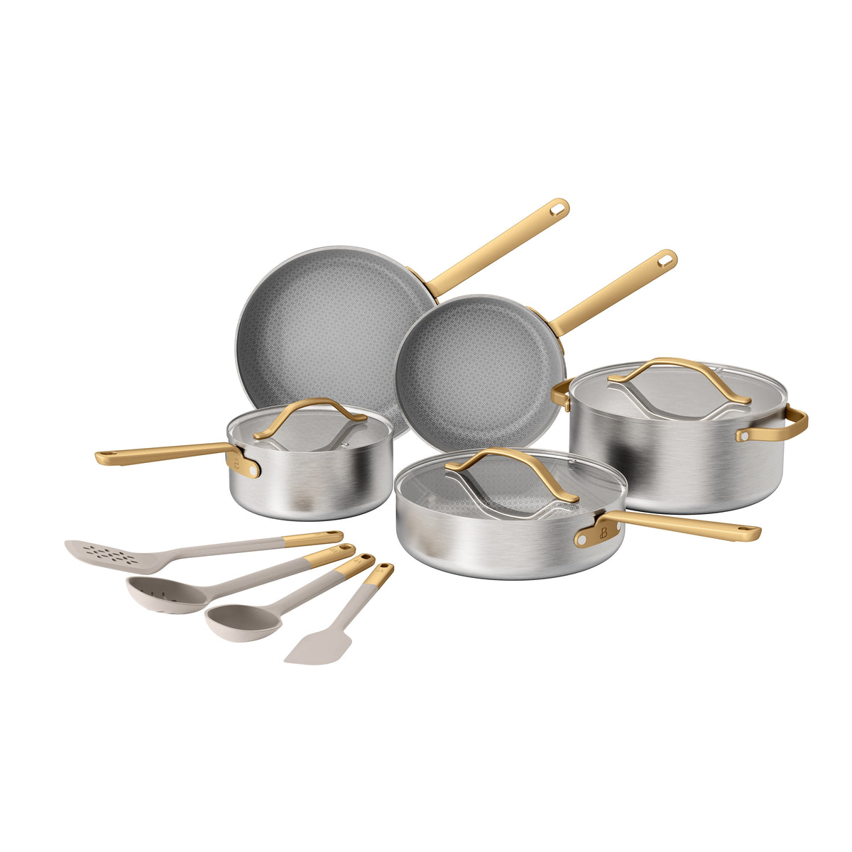 Garly Kitchen 12-Piece Hybrid Tri-Ply Stainless Steel Cookware Set with Ceramic Nonstick