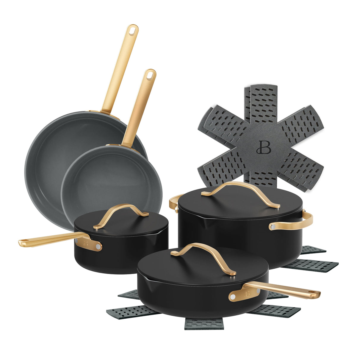 Garly Kitchen 12-Piece Cookware Set, Pots and Pans with Strainer Lids and Ceramic Nonstick Coating