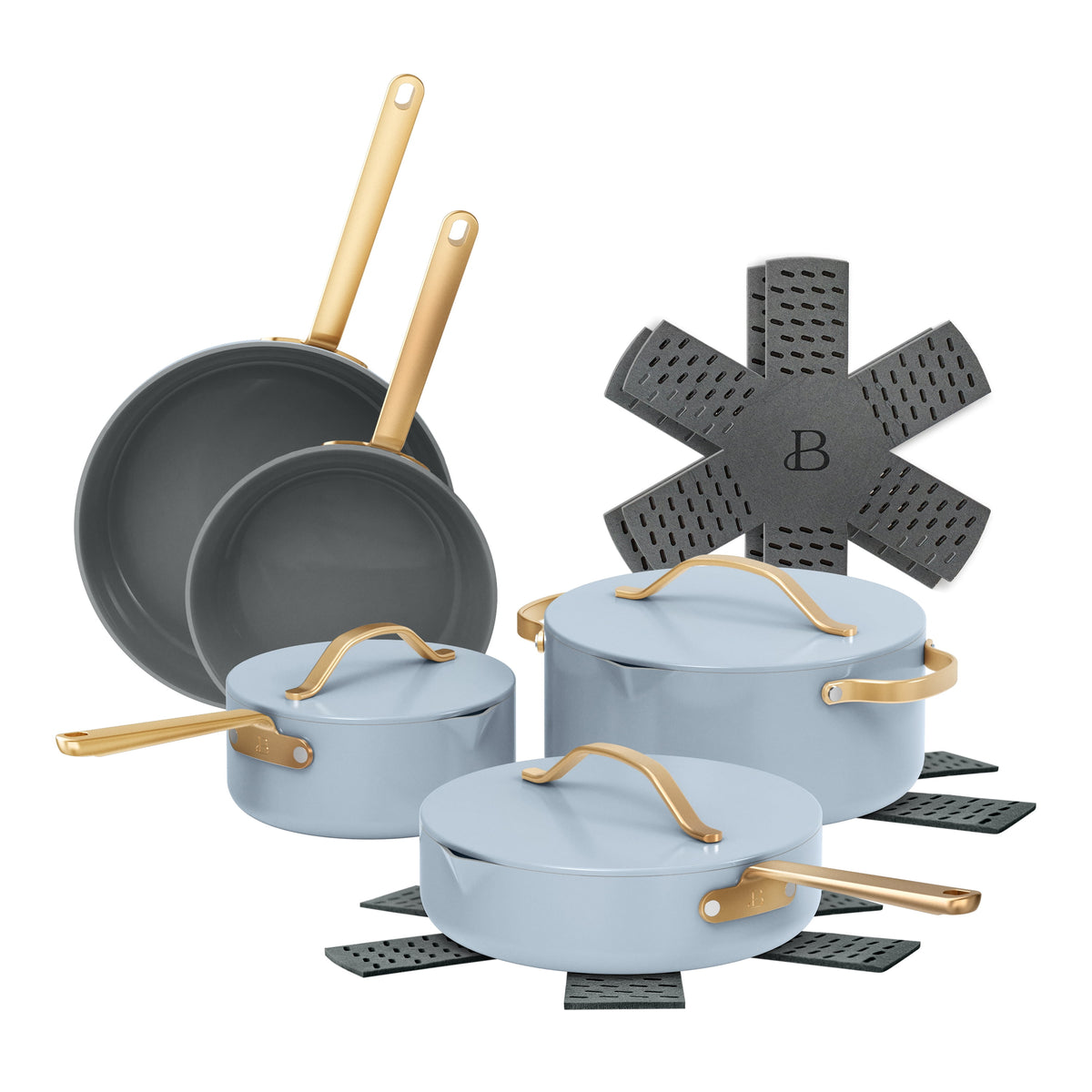 Garly Kitchen 12-Piece Cookware Set, Pots and Pans with Strainer Lids and Ceramic Nonstick Coating