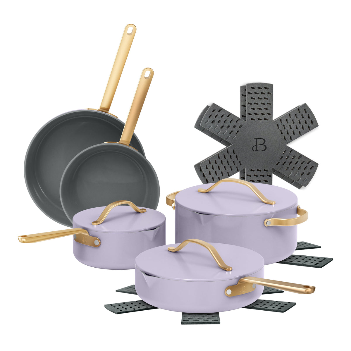 Garly Kitchen 12-Piece Cookware Set, Pots and Pans with Strainer Lids and Ceramic Nonstick Coating