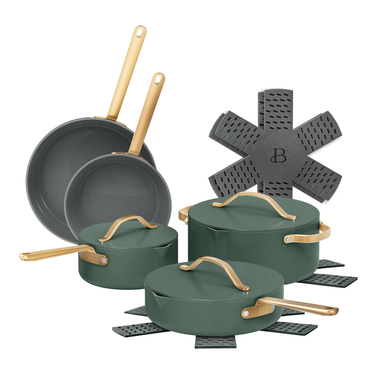Garly Kitchen 12-Piece Cookware Set, Pots and Pans with Strainer Lids and Ceramic Nonstick Coating