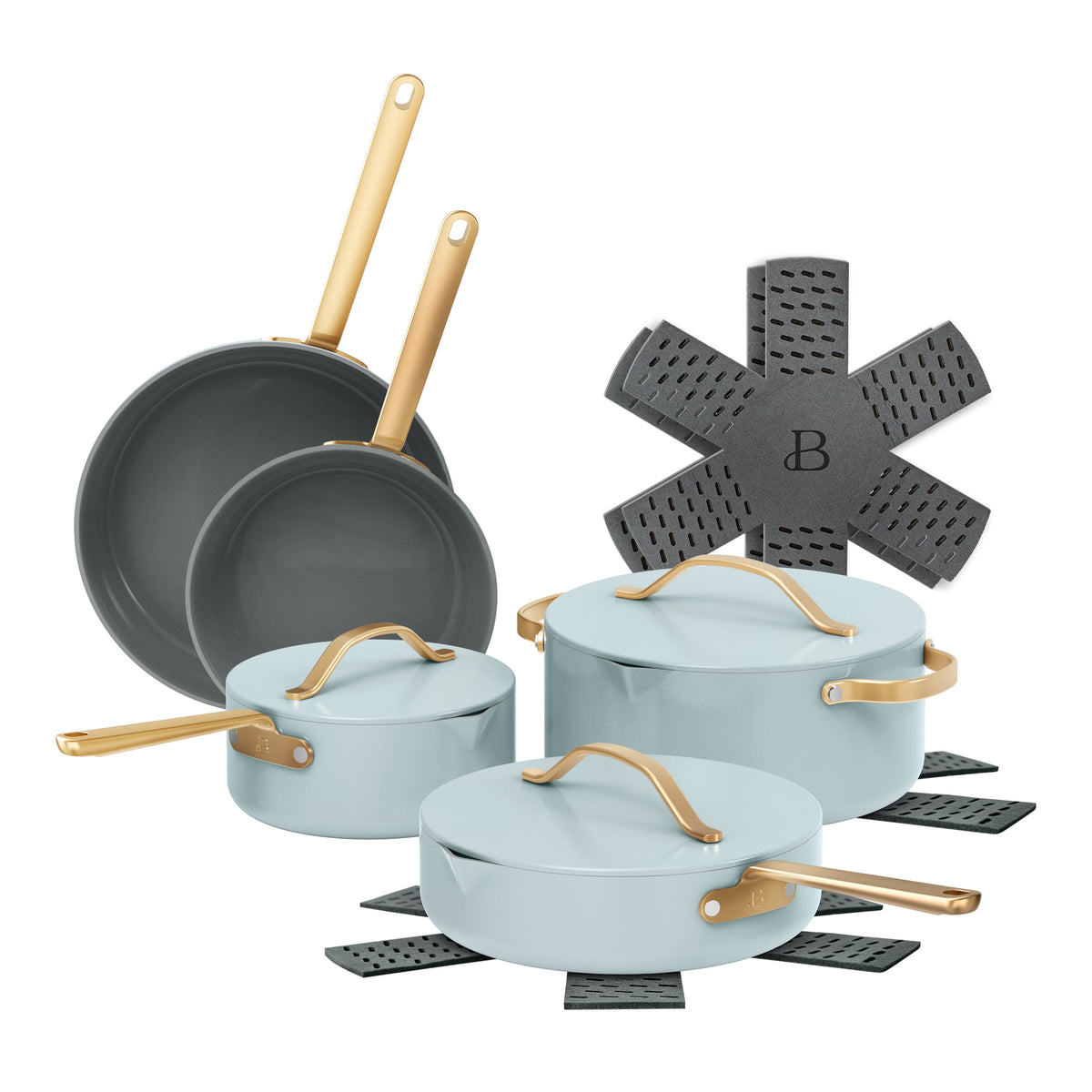Garly Kitchen 12-Piece Cookware Set, Pots and Pans with Strainer Lids and Ceramic Nonstick Coating