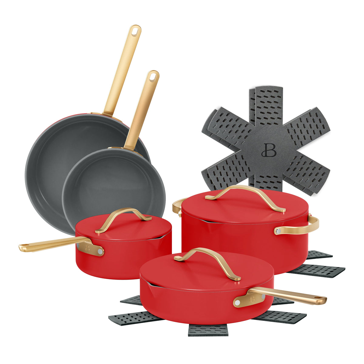Garly Kitchen 12-Piece Cookware Set, Pots and Pans with Strainer Lids and Ceramic Nonstick Coating