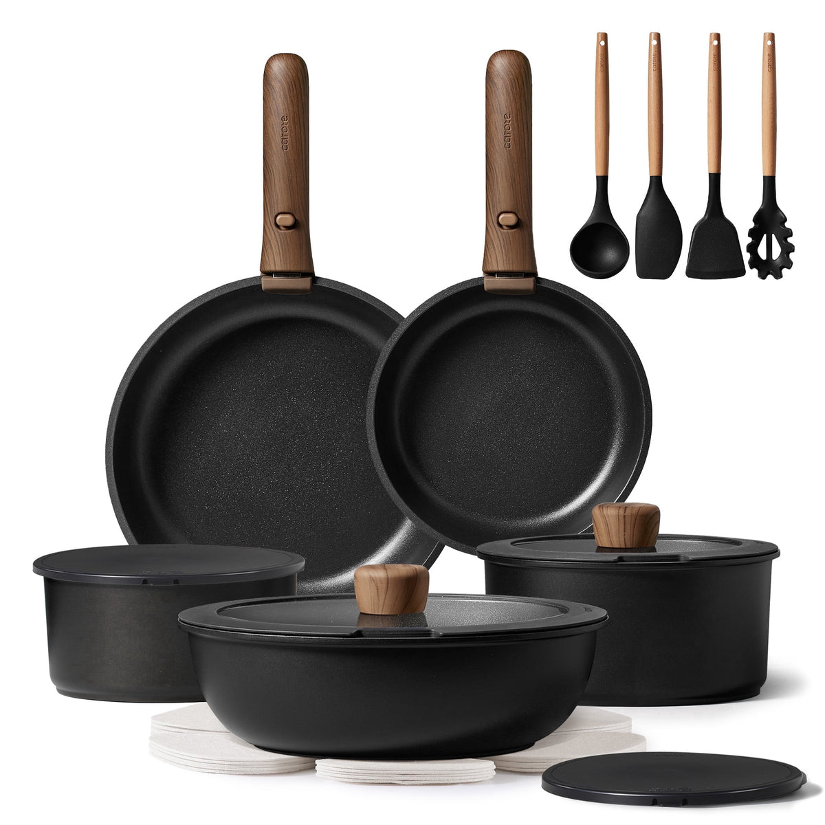 Garly Kitchen 19-Piece Nonstick Cookware Sets, Granite Non Stick Pots and Pans with Removable